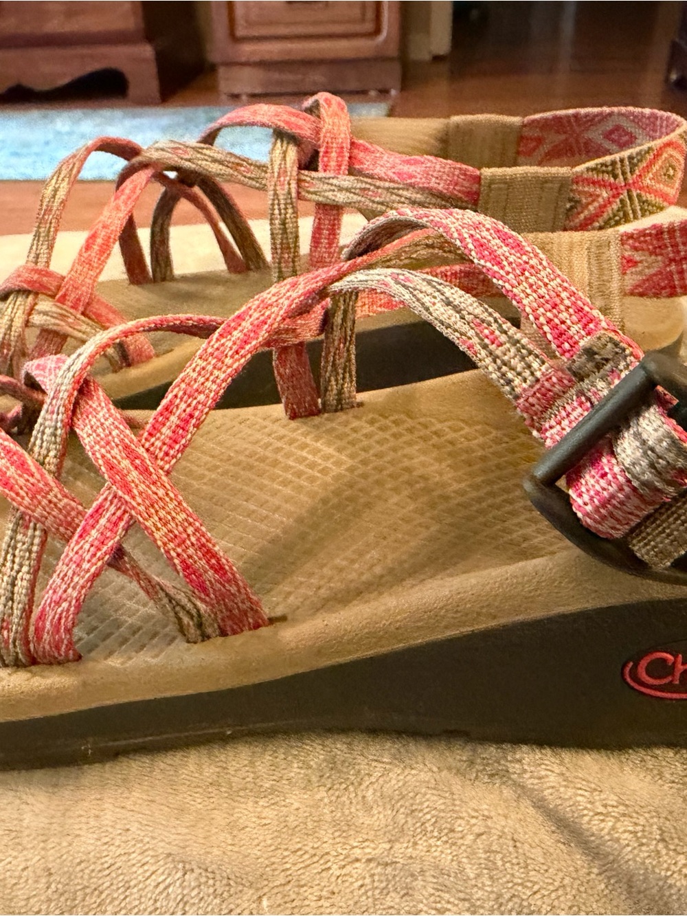 Chaco Women's Pink and Gray Strappy Sandals